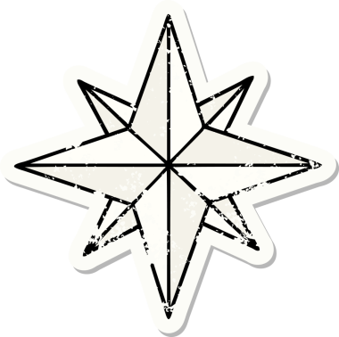 Bir insan tarafından çizilmiş geleneksel bir yıldız stili dövmesi.