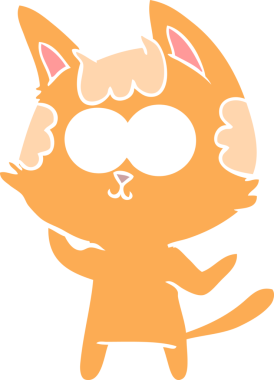 Bir insan tarafından çizilmiş mutlu düz renkli çizgi film kedisi