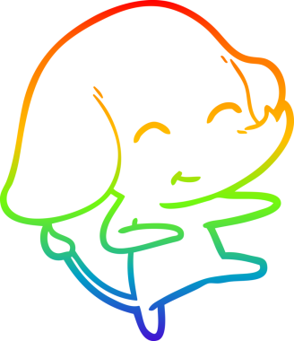 Gökkuşağı gradyan çizgisi bir insan tarafından çizilmiş şirin bir fil çizimi