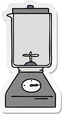 Bir insan tarafından çizilmiş bir yemek mikserinin el çizimi karikatürü.