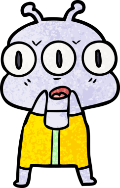 Bir insan tarafından çizilmiş üç gözlü uzaylı çizgi filmi.