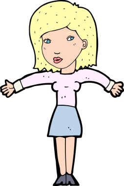 Bir insan tarafından çizilmiş omuz silken çizgi filmdeki kadın.