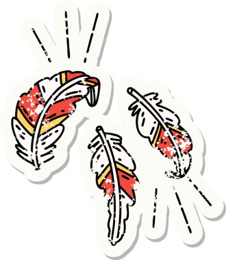 Bir insan tarafından çizilmiş eski bir dövme tüyü çıkartması.