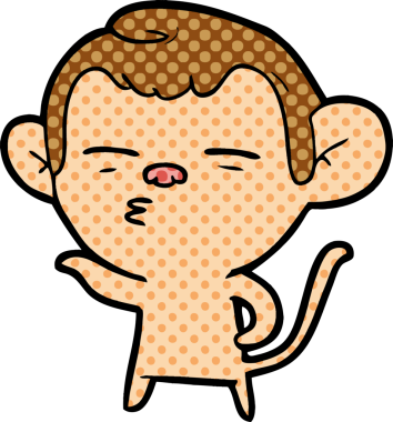 bir insan tarafından çizilmiş şüpheli maymun çizgi filmi