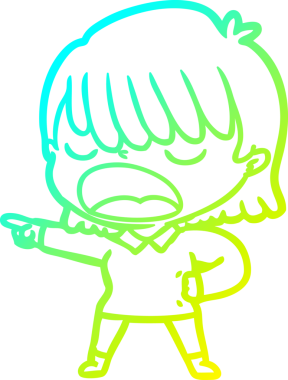 Bir insan tarafından yüksek sesle çizilmiş bir karikatür kadın çizimi.