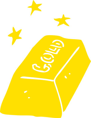 Bir insan tarafından çizilmiş altın çubuğunun düz renk çizimi