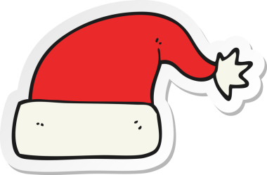 Bir insan tarafından çizilmiş bir karikatür Noel şapkasının çıkartması.