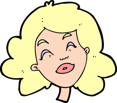 Bir insan tarafından çizilmiş mutlu kadın yüzü.