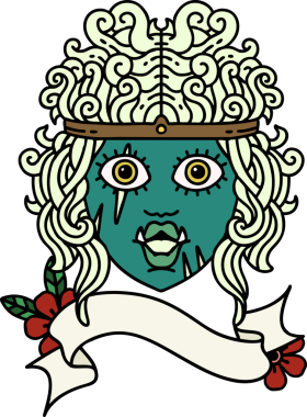 Retro Dövme Tarzı Ork Barbar karakter yüzü Bir insan tarafından çizilmiş