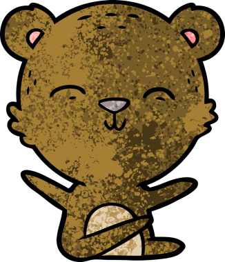 Bir insan tarafından çizilmiş mutlu çizgi film ayısı.