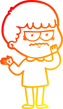 Bir insan tarafından çizilmiş kızgın bir adamın sıcak çizgi çizimi.