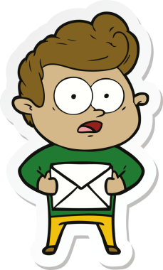 Bir insan tarafından çizilmiş, dik dik bakan bir çizgi film çıkartması.