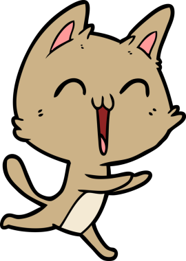 Mutlu çizgi film kedisi miyavlıyor bir insan tarafından