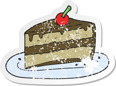 Bir insan tarafından çizilmiş bir pasta diliminin gerilimli retro yapıştırması