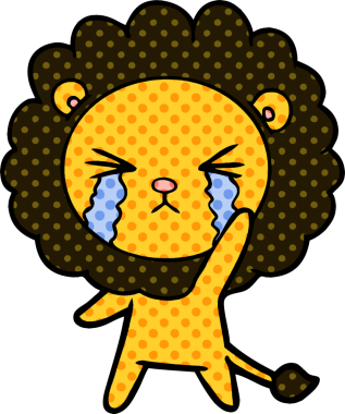 Bir insan tarafından çizilmiş ağlayan bir aslan.