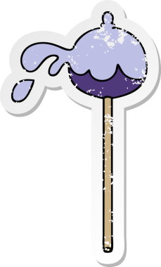 Bir insan tarafından çizilmiş garip bir el lolipopunun sıkıntılı çıkartması.