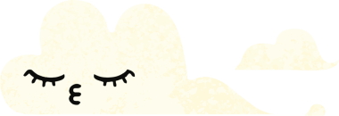 Bir insan tarafından çizilmiş beyaz bir bulutun retro çizim tarzı karikatürü