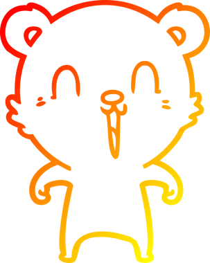 Bir insan tarafından çizilmiş mutlu çizgi film ayısının sıcak çizgi çizimi