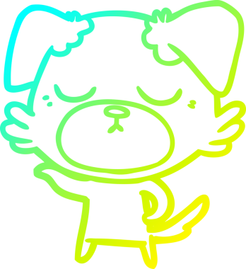 Bir insan tarafından çizilmiş şirin bir çizgi köpeğin soğuk gradyan çizgisi.