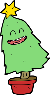 Bir insan tarafından çizilmiş çizgi film dans Noel ağacı.