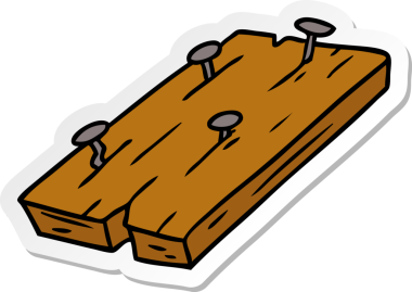 Bir insan tarafından çizilmiş tahtaya çivi karalaması.