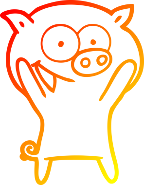 Bir insan tarafından çizilmiş mutlu bir domuz çizgi filmi.