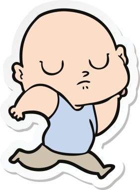 Bir insan tarafından çizilmiş kel bir adamın çıkartması.