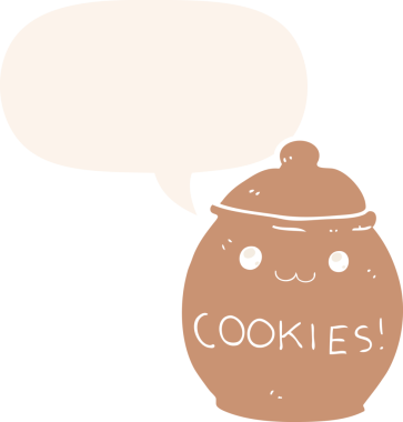 bir insan tarafından çizilmiş eski usul konuşma baloncuklu karikatür kurabiye kavanozu