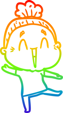 Gökkuşağı gradyan çizgi çizimi Bir insan tarafından çizilmiş mutlu yaşlı kadın