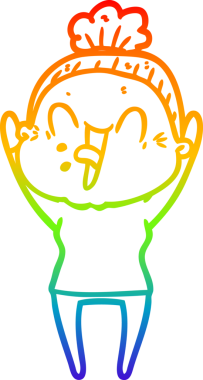 Gökkuşağı gradyan çizgi çizimi Bir insan tarafından çizilmiş mutlu yaşlı kadın