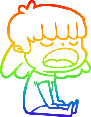 Gökkuşağı gradyan çizgi çizimi Bir insan tarafından yüksek sesle çizilen bir kadın karikatürü