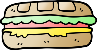 vektör gradyanı çizimi bir insan tarafından çizilmiş lezzetli sandviç