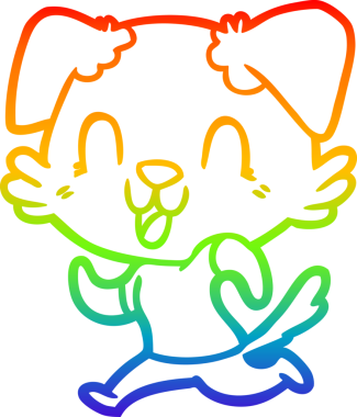 Bir insan tarafından çizilmiş, gülen çizgi film köpeğinin çizimi.