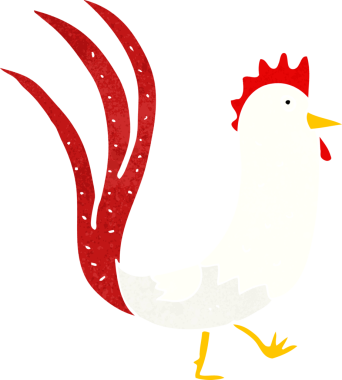 Bir insan tarafından çizilmiş bir horoz resmi.