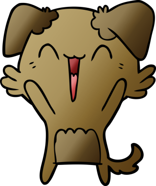 Bir insan tarafından çizilmiş küçük mutlu köpek çizgi filmi.