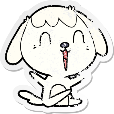 Bir insan tarafından çizilmiş ağlayan şirin bir köpeğin sıkıntılı çıkartması.