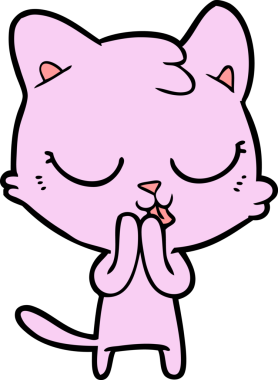 Bir insan tarafından çizilmiş çizgi film kedisi.