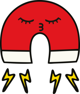 Bir insan tarafından çizilmiş şirin bir mıknatıs karikatürü