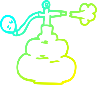 Bir insan tarafından çizilmiş karikatür parfüm şişesinin soğuk gradyan çizgisi.