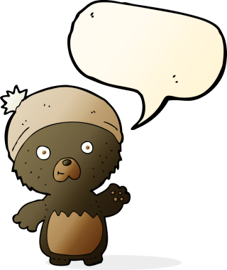 Bir insan tarafından çizilmiş, şapkalı şirin oyuncak ayı.