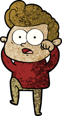 Bir insan tarafından çizilmiş çizgi film bakışlı adam.