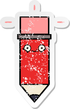 Bir insan tarafından çizilmiş şirin bir karikatür kaleminin sıkıntılı çıkartması.