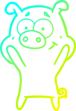 Bir insan tarafından çizilmiş mutlu çizgi film domuzu çizimi.