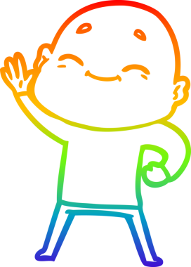 gökkuşağı gradyan çizimi mutlu bir çizgi kel adamın çizimi bir insan tarafından çizildi