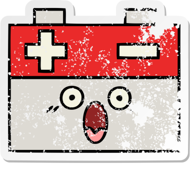 Bir insan tarafından çizilmiş şirin bir araba aküsünün sıkıntılı çıkartması.