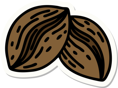 Bir insan tarafından çizilmiş geleneksel kahve çekirdeği stili dövme çıkartması.