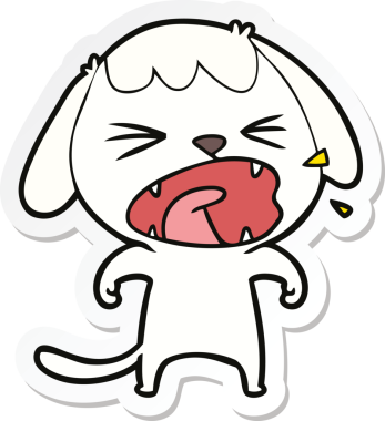 Bir insan tarafından çizilmiş şirin bir köpeğin çıkartması.