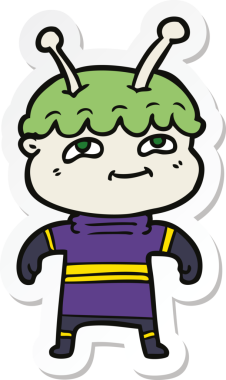 Bir insan tarafından çizilmiş dost canlısı bir uzay adamının çıkartması.