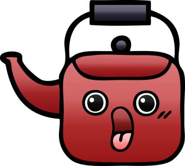 Bir insan tarafından çizilmiş gölgeli bir çaydanlık karikatürü