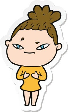 Bir insan tarafından çizilmiş bir karikatür kadının çıkartması.